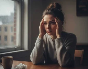 Young woman experiencing anxiety, Valium 10mg for Anxiety educational concept