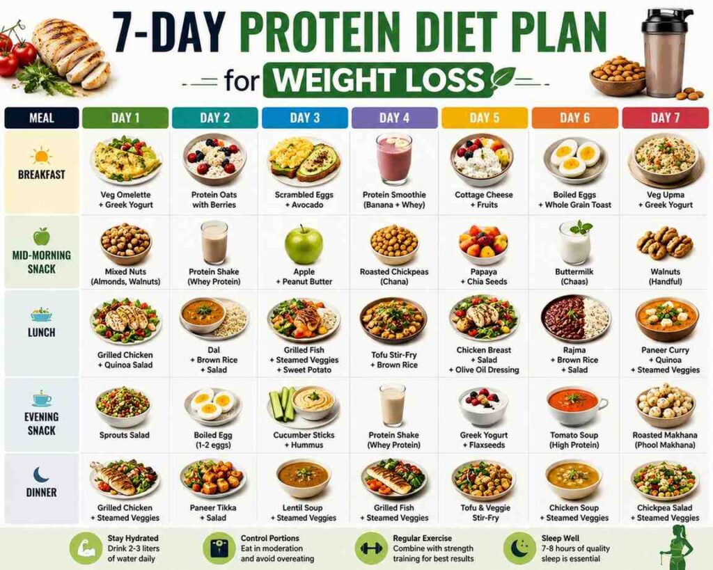 7-day Protein Diet Plan for Weight Loss